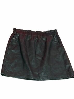 LOFT Black Faux Leather Mini Skirt Medium